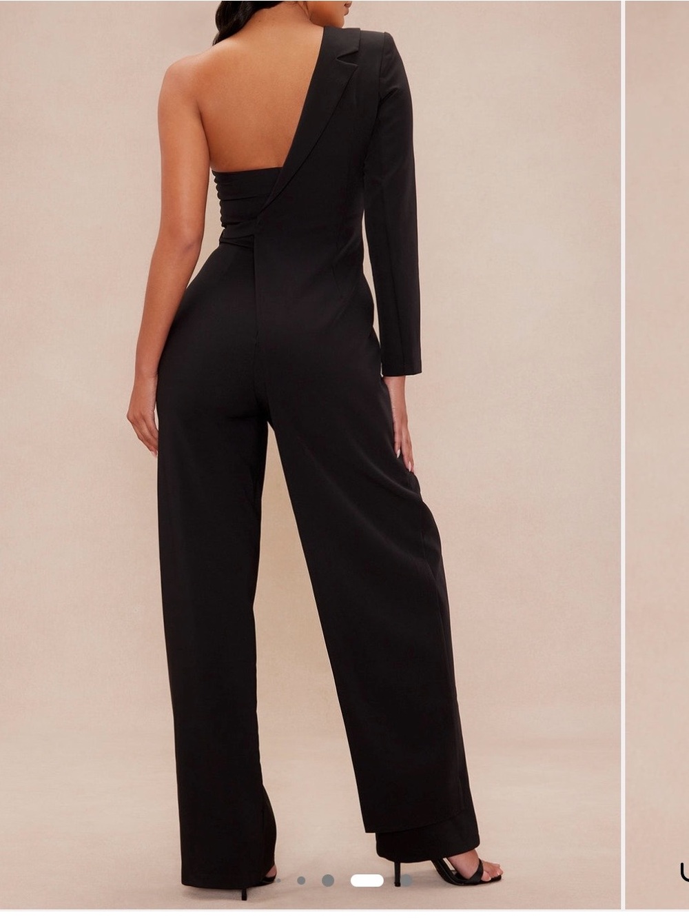 One-Shoulder Black Jumpsuit with Wrap Detail - Picture 4 of 5